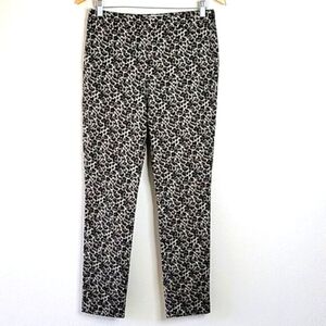 Sezane Clara Pant Black Brown Gold Leopard Jacquard Animal Print Straight size 6
